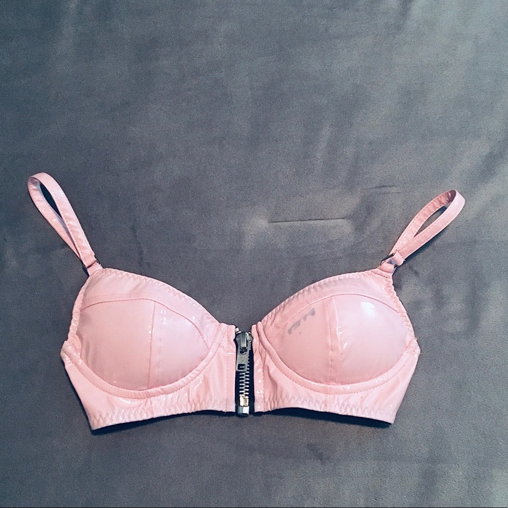 XS Soft Pink Pleather Bra